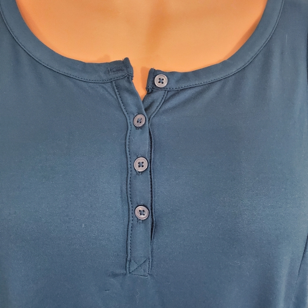 LANE BRYANT Women's Teal Button V-Neck 3/4 Sleeves Top Size 26/28 Casual - Picture 7 of 11